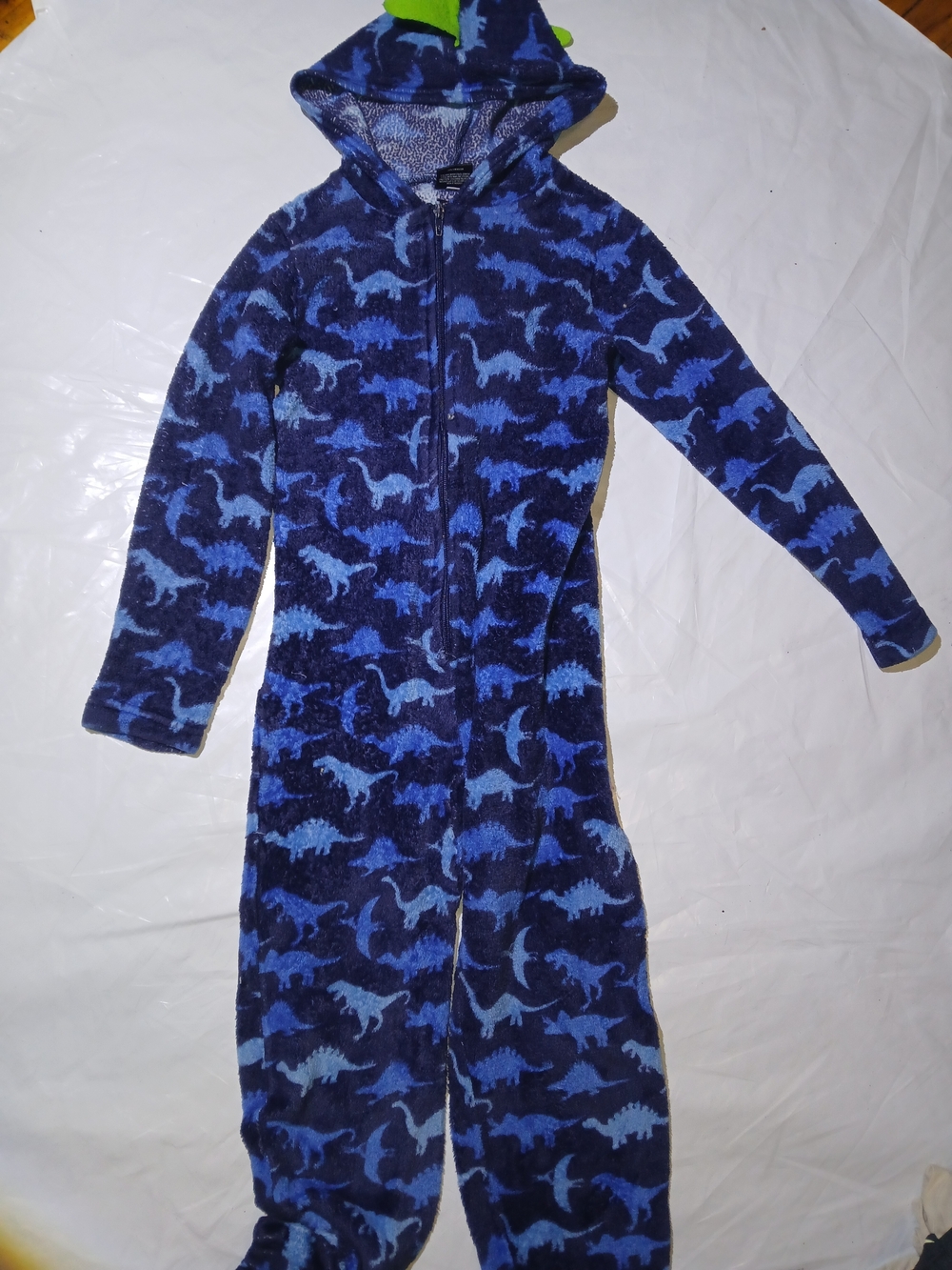 Revolution Blue Dinosaur Hooded Fleece Onesie w/ Green Spikes | Size 8 (Boy)